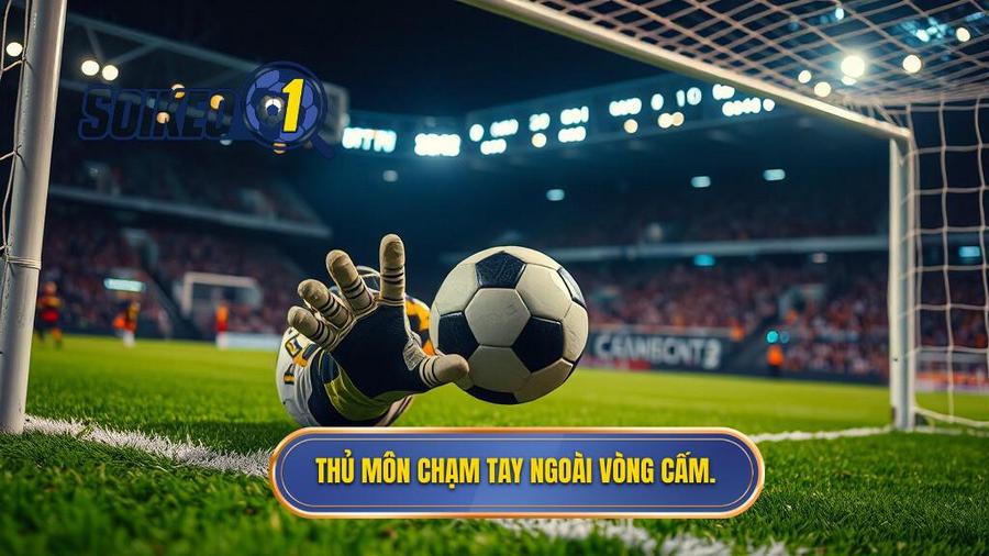 1. Thủ môn chạm tay ngoài vòng cấm.